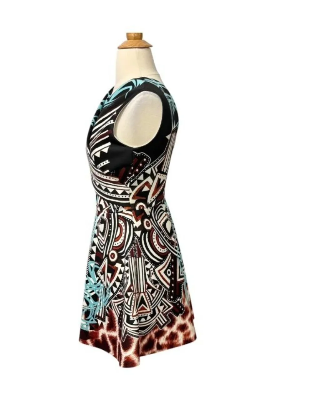 Just Cavalli Roberto Cavalli Mini Dress Tribal Fit Flare Scuba Size 36 IT/XS US